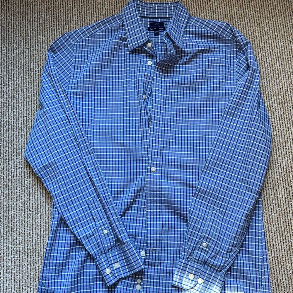 Gap Men's long sleeve collar button down shirt size large slim fit blue grey